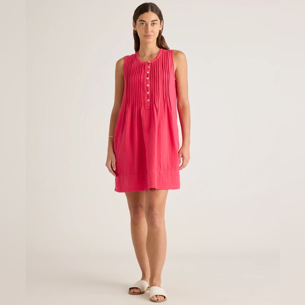 Ships 4 Free! Quince 100% Organic Cotton Gauze Sleeveless Swing Dress. Sz L EUC